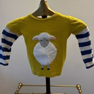 Baby Boden, cute shirt with appliqué little sheep on front and on the back.